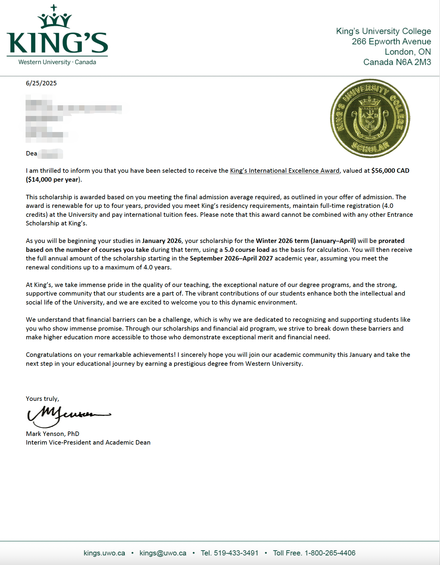 Acceptance Letter - Waterloo