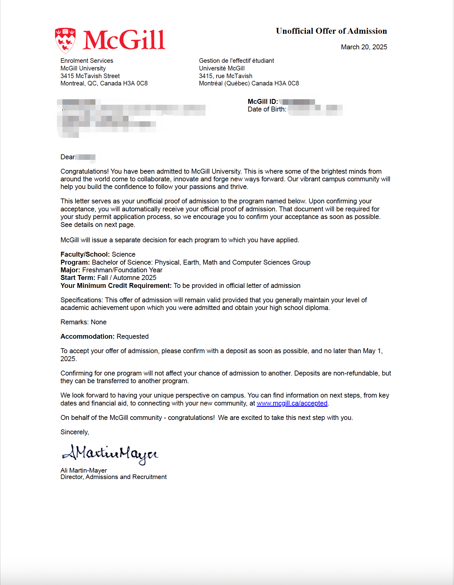 Acceptance Letter - Waterloo