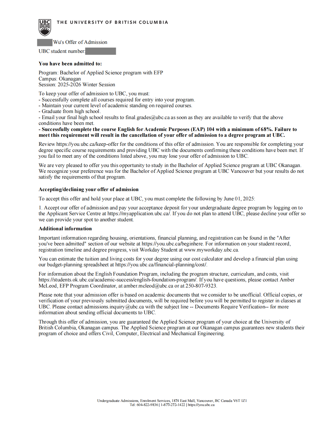 Acceptance Letter - Waterloo